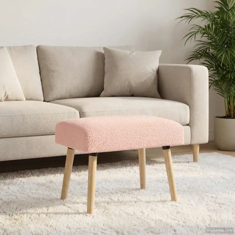 Vidaxl bank effen roze 60 x 40 x 45 cm bouclé