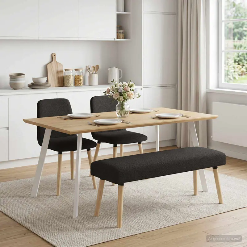 Vidaxl bank effen zwart 110 x 40 x 46 cm bouclé