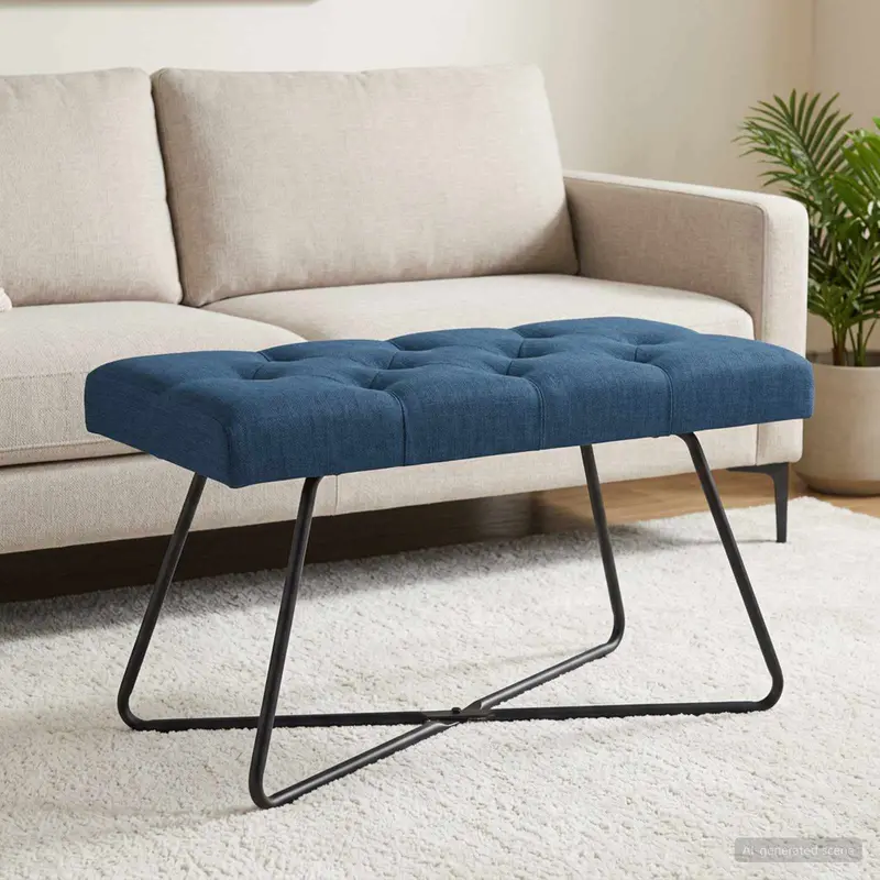 Vidaxl bank met knoopverstelling blauw 80 x 40 x 46 cm stof