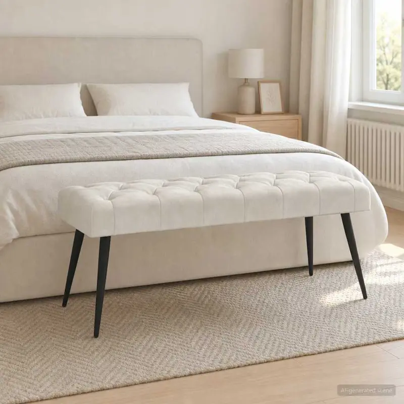 Vidaxl bank met knoopverstelling crèmekleurig 110 x 40 x 46 cm fluweel