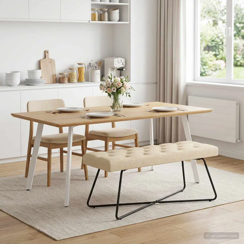 Vidaxl bank met knoopverstelling crèmekleurig 110 x 40 x 46 cm stof