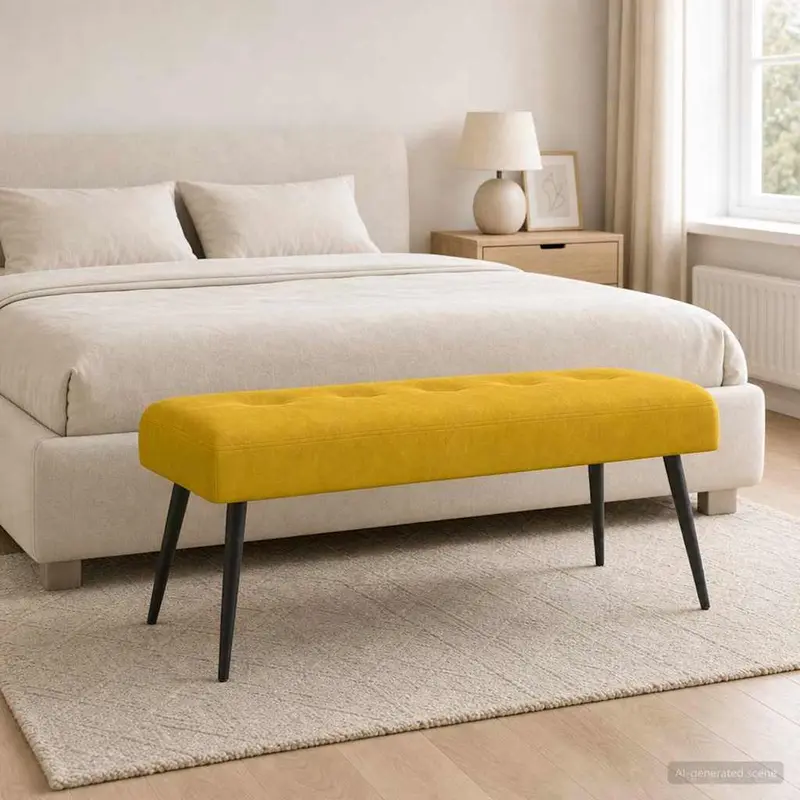 Vidaxl bank met knoopverstelling geel 110 x 40 x 46 cm fluweel