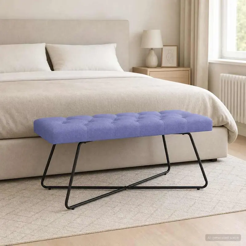 Vidaxl bank met knoopverstelling jeans blauw 110 x 40 x 46 cm stof
