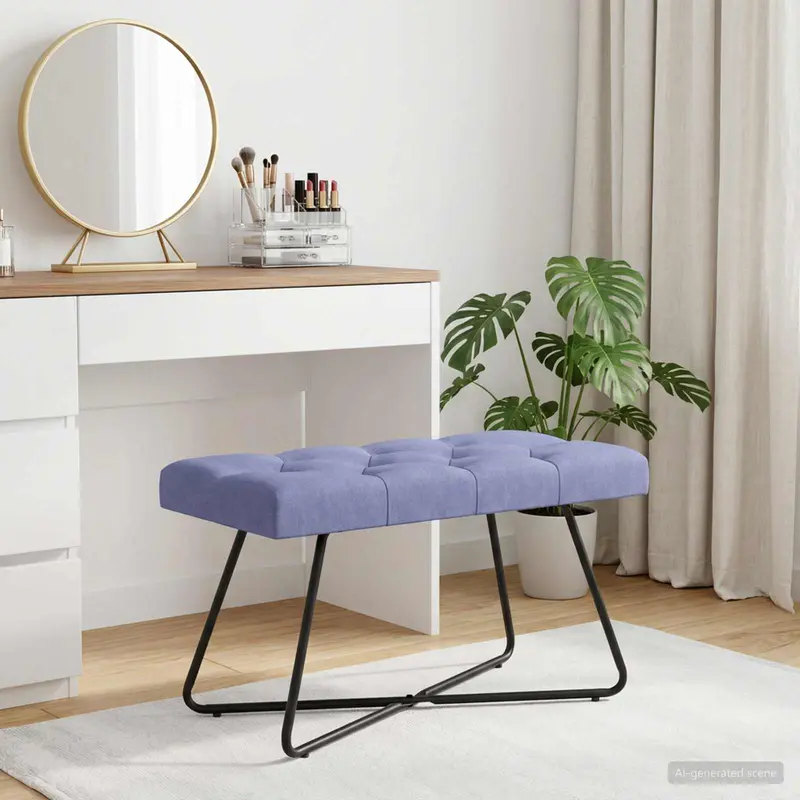 Vidaxl bank met knoopverstelling jeans blauw 80 x 40 x 46 cm stof