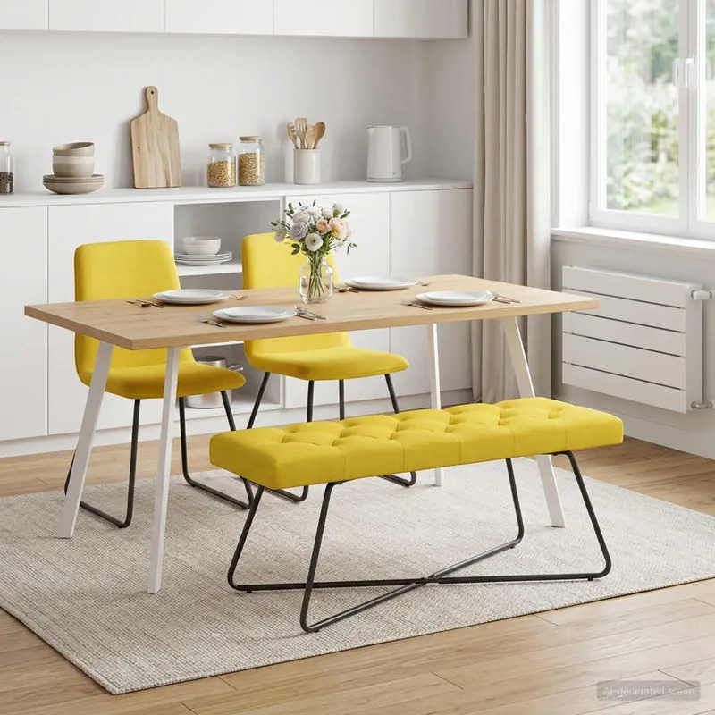 Vidaxl bank met knoopverstelling lichtgeel 110 x 40 x 46 cm stof