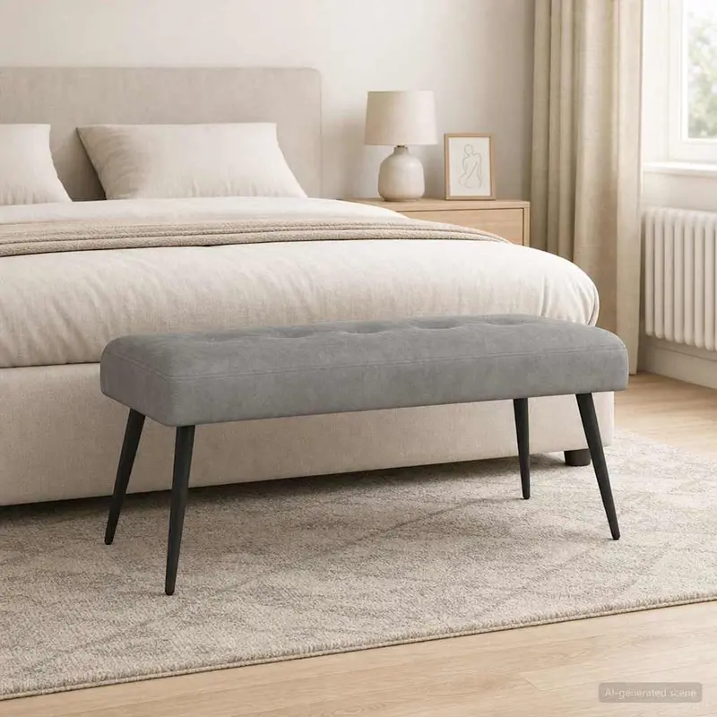 Vidaxl bank met knoopverstelling lichtgrijs 110 x 40 x 46 cm fluweel