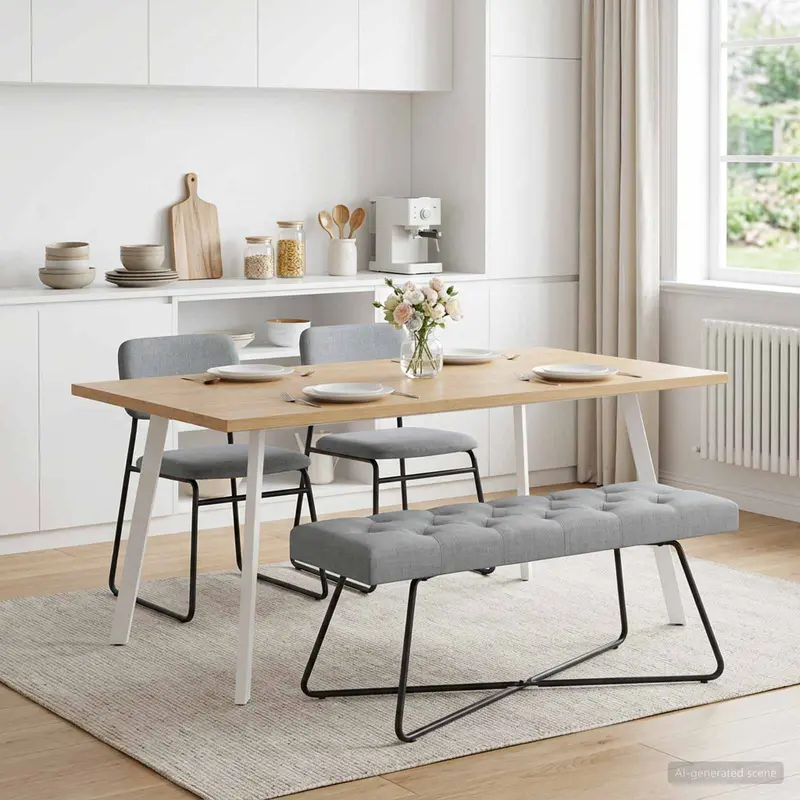 Vidaxl bank met knoopverstelling lichtgrijs 110 x 40 x 46 cm stof