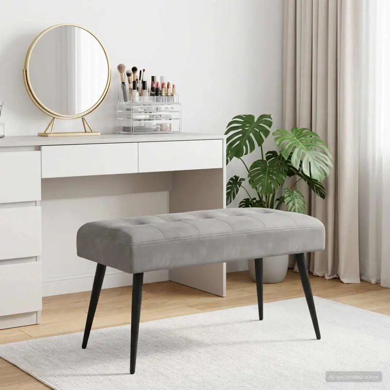 Vidaxl bank met knoopverstelling lichtgrijs 80 x 40 x 46 cm fluweel