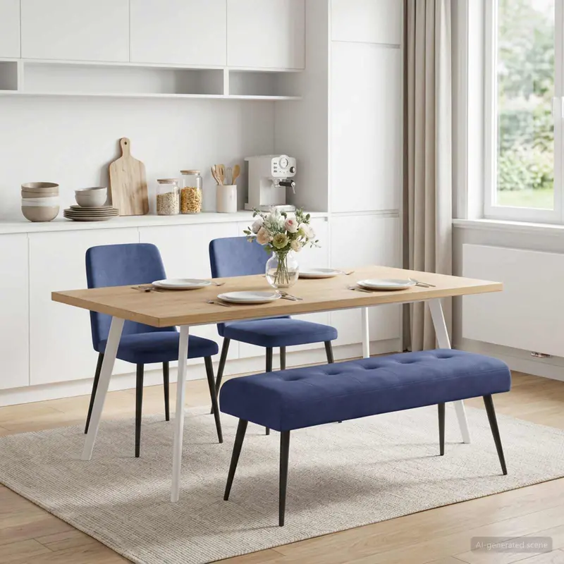 Vidaxl bank met knoopverstelling politieblauw 110 x 40 x 46 cm fluweel