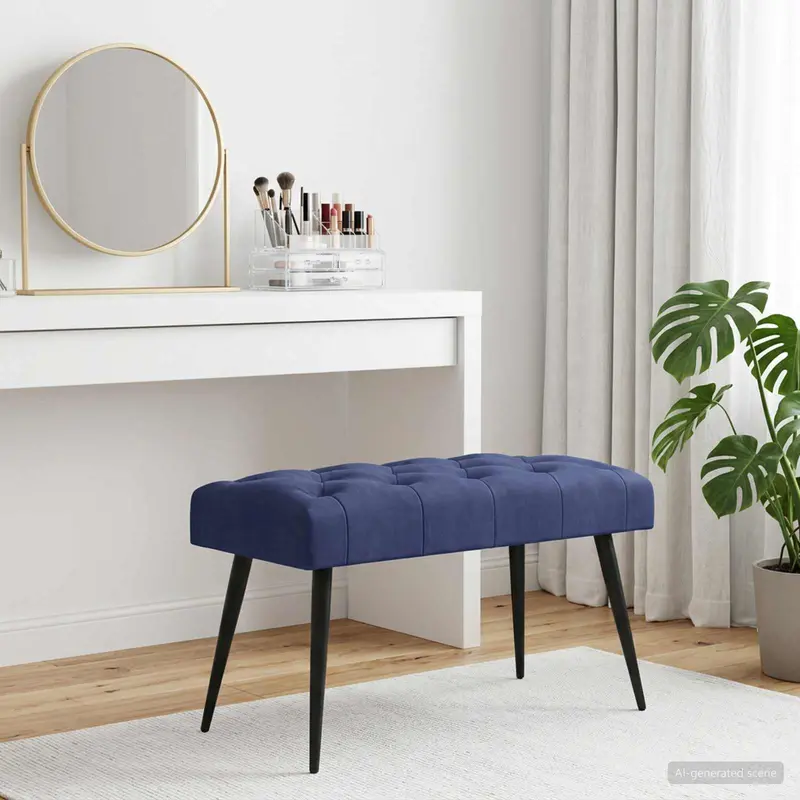 Vidaxl bank met knoopverstelling politieblauw 80 x 40 x 46 cm fluweel