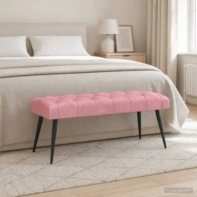 Vidaxl bank met knoopverstelling roze 110 x 40 x 46 cm fluweel