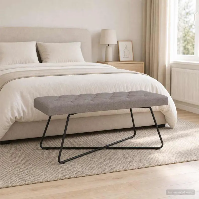 Vidaxl bank met knoopverstelling taupe 110 x 40 x 46 cm stof