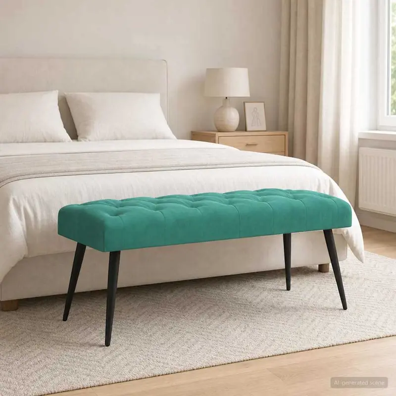 Vidaxl bank met knoopverstelling turquoise 110 x 40 x 46 cm fluweel