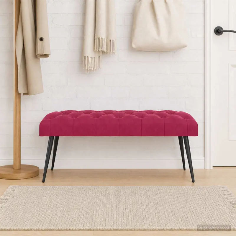 Vidaxl bank met knoopverstelling wijnrood 110 x 40 x 46 cm fluweel