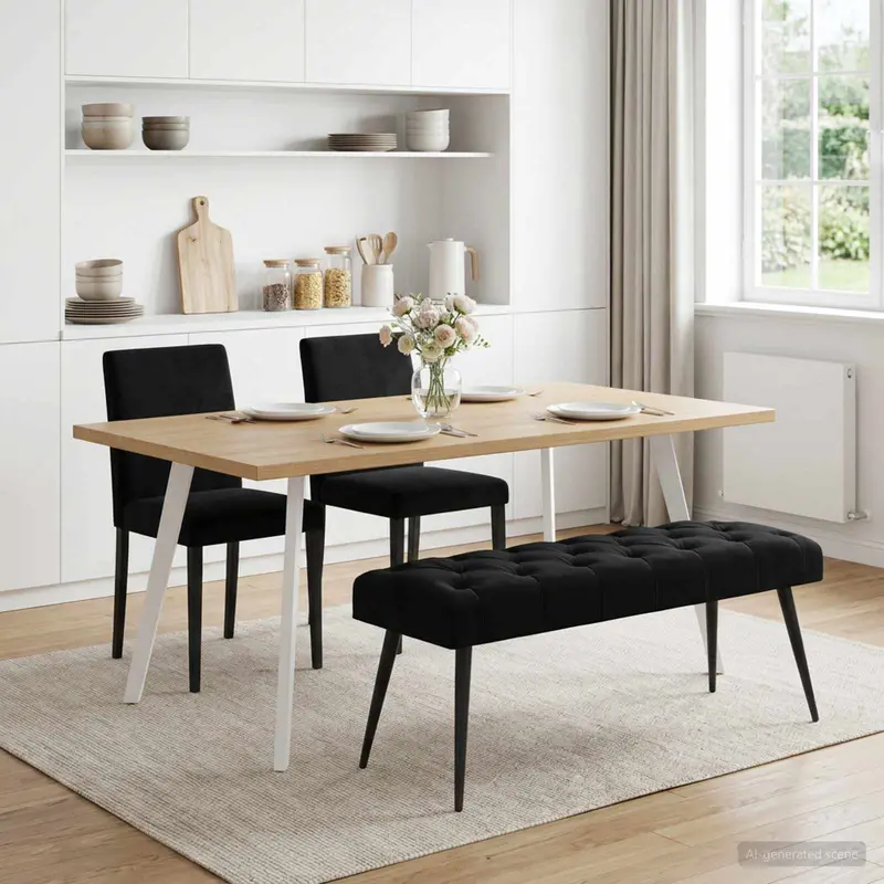 Vidaxl bank met knoopverstelling zwart 110 x 40 x 46 cm fluweel