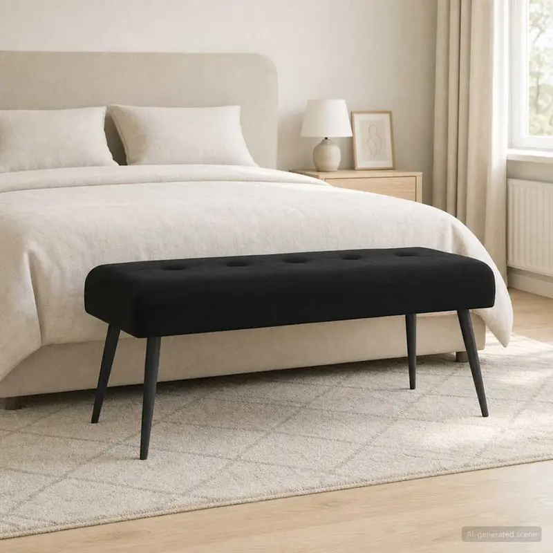 Vidaxl bank met knoopverstelling zwart 110 x 40 x 46 cm fluweel