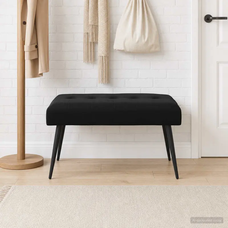 Vidaxl bank met knoopverstelling zwart 80 x 40 x 46 cm fluweel