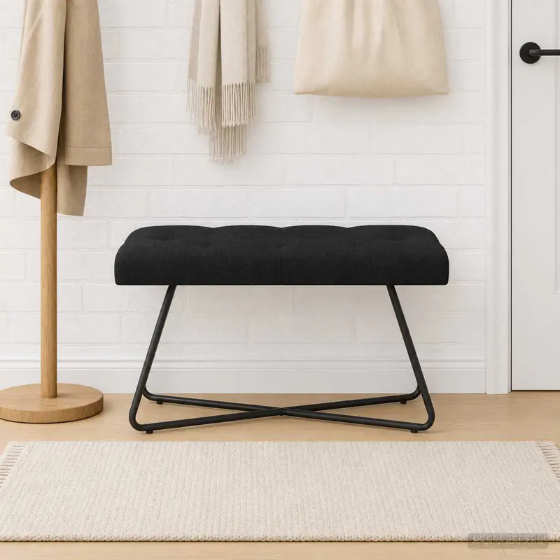Vidaxl bank met knoopverstelling zwart 80 x 40 x 46 cm stof