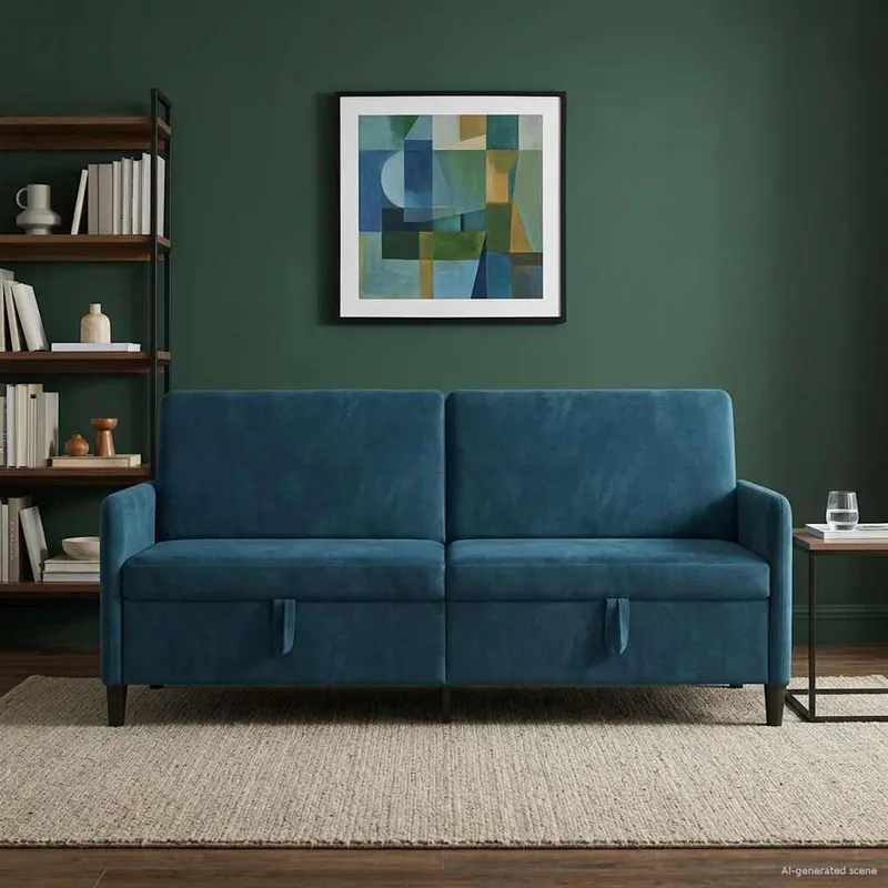 Vidaxl bank met opslag blauw 192 x 78 x 87 cm polyester