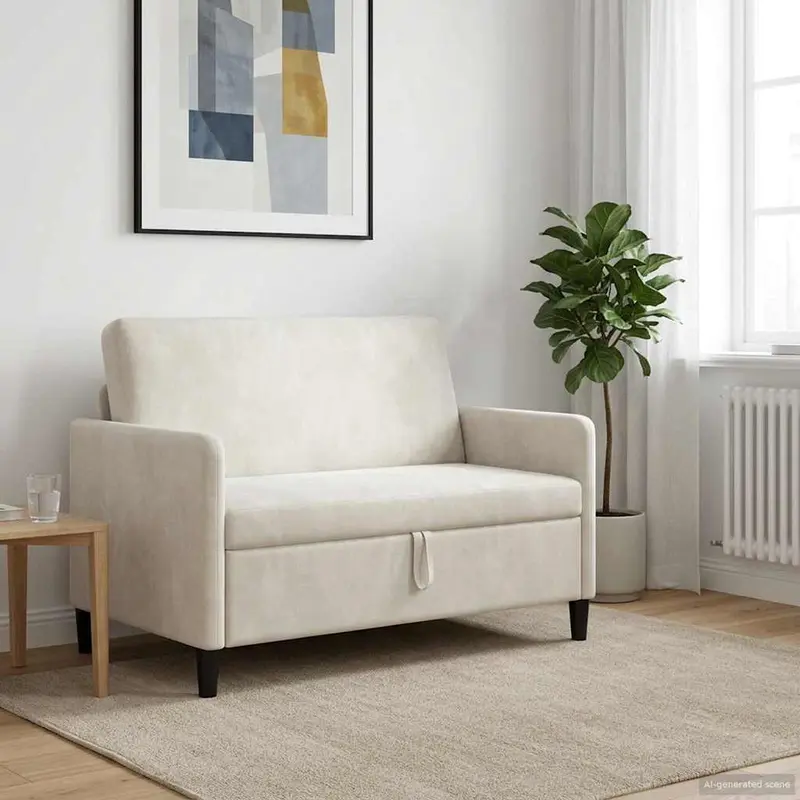 Vidaxl bank met opslag crèmekleurig 122 x 78 x 87 cm polyester