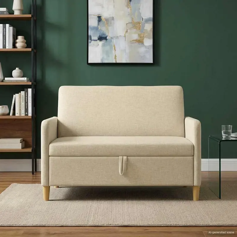 Vidaxl bank met opslag crèmekleurig 122 x 78 x 87 cm polyester