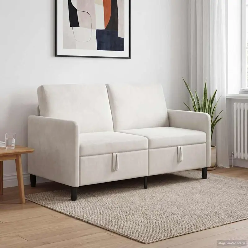 Vidaxl bank met opslag crèmekleurig 152 x 78 x 87 cm polyester