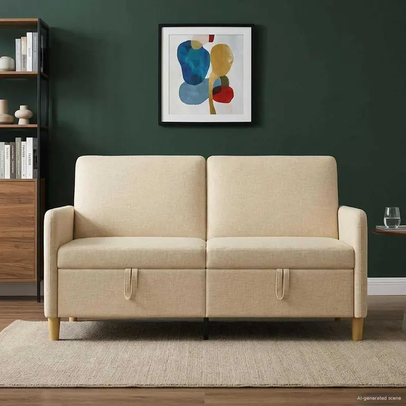 Vidaxl bank met opslag crèmekleurig 152 x 78 x 87 cm polyester