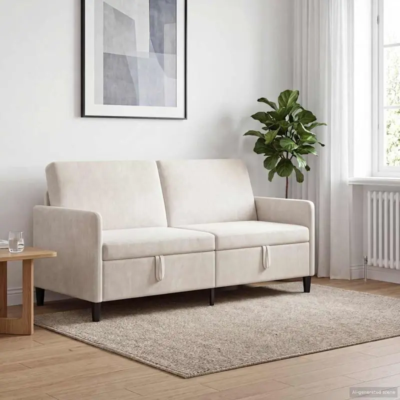 Vidaxl bank met opslag crèmekleurig 172 x 78 x 87 cm polyester