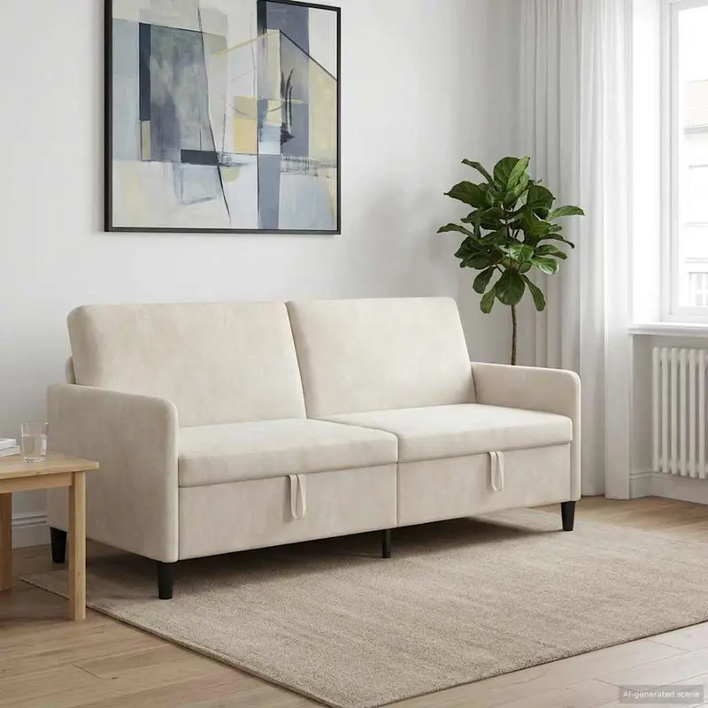 Vidaxl bank met opslag crèmekleurig 192 x 78 x 87 cm polyester