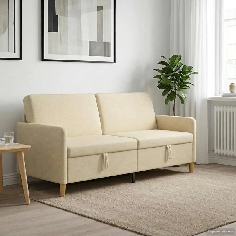 Vidaxl bank met opslag crèmekleurig 192 x 78 x 87 cm polyester