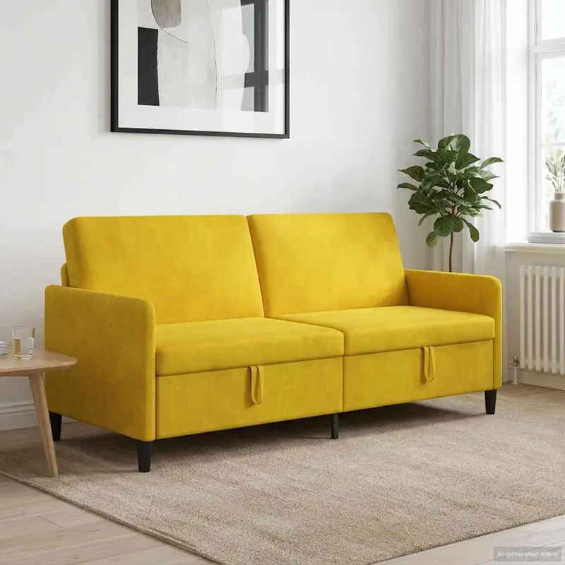 Vidaxl bank met opslag geel 192 x 78 x 87 cm polyester