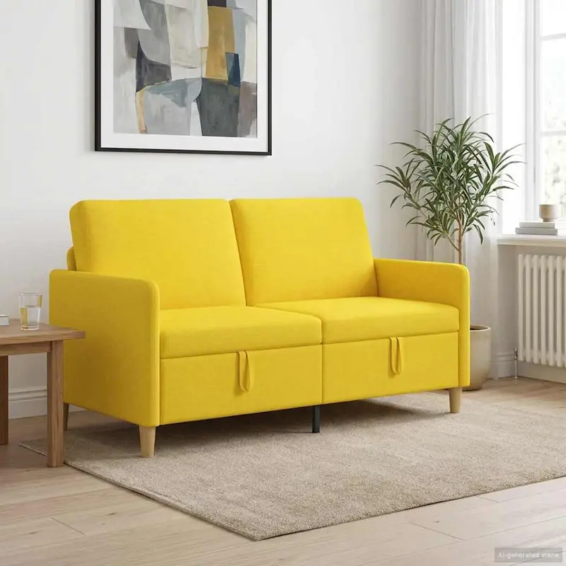 Vidaxl bank met opslag lichtgeel 152 x 78 x 87 cm polyester