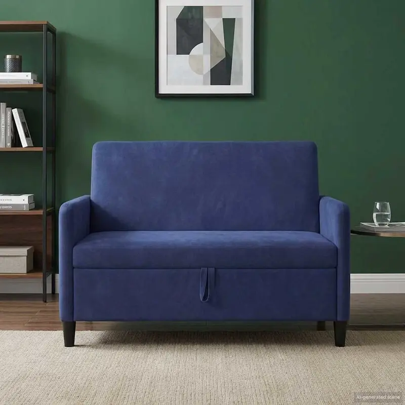 Vidaxl bank met opslag politieblauw 122 x 78 x 87 cm polyester
