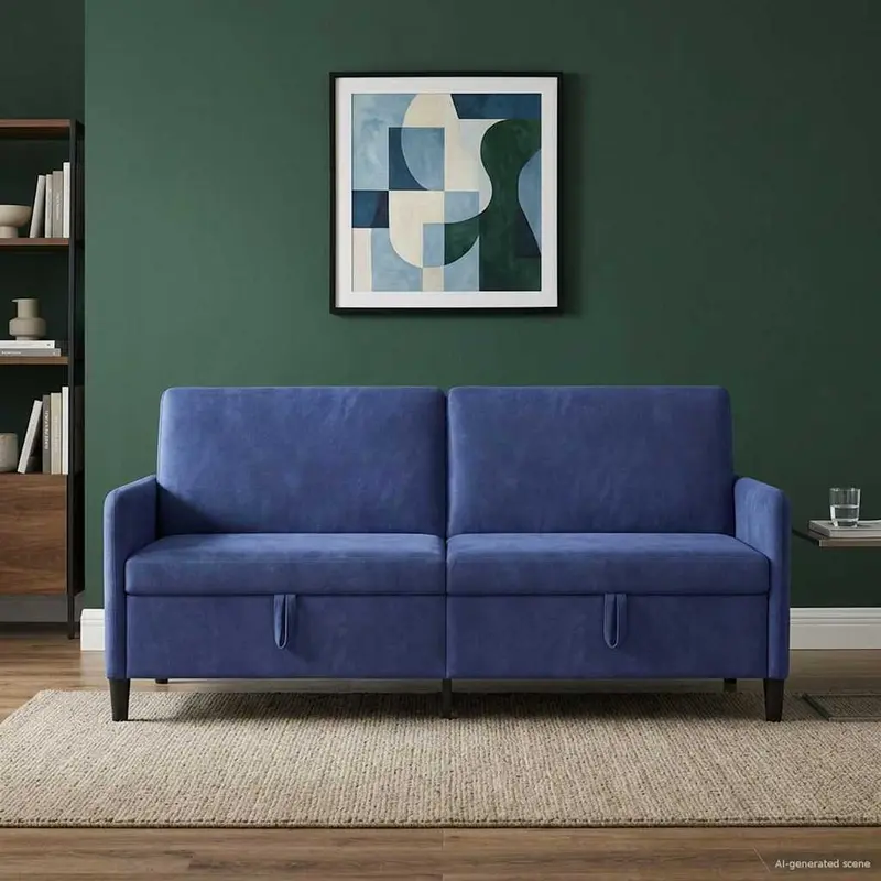 Vidaxl bank met opslag politieblauw 192 x 78 x 87 cm polyester