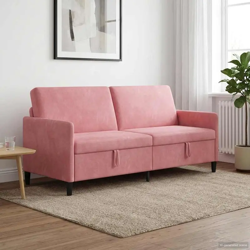 Vidaxl bank met opslag roze 192 x 78 x 87 cm polyester