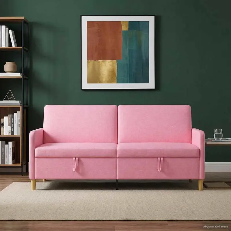 Vidaxl bank met opslag roze 192 x 78 x 87 cm polyester