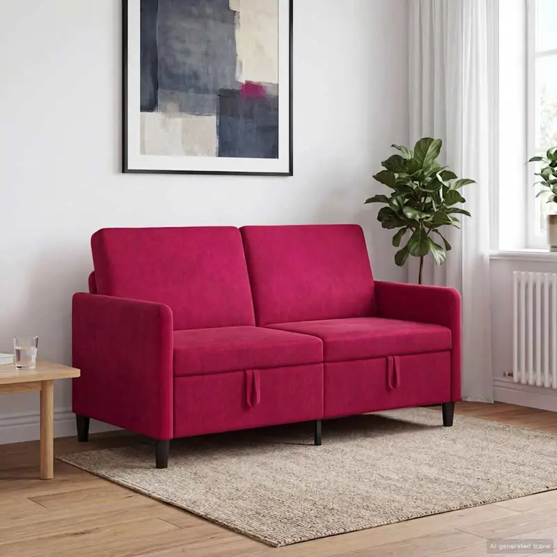 Vidaxl bank met opslag wijnrood 152 x 78 x 87 cm polyester