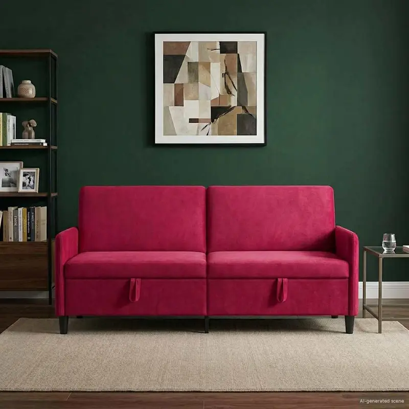 Vidaxl bank met opslag wijnrood 192 x 78 x 87 cm polyester