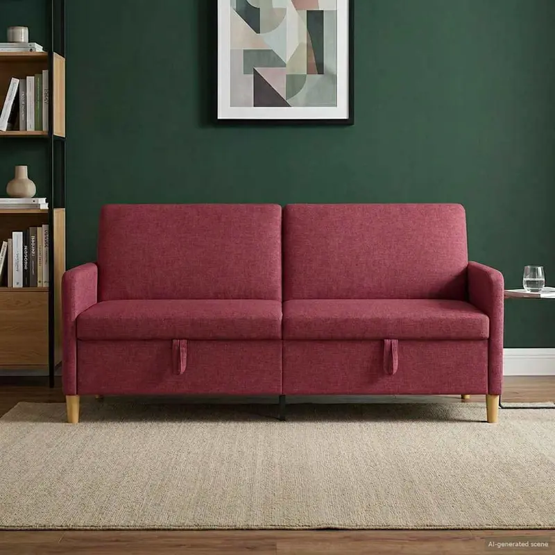 Vidaxl bank met opslag wijnrood 192 x 78 x 87 cm polyester
