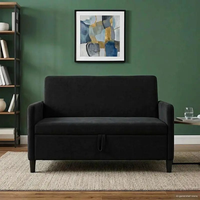 Vidaxl bank met opslag zwart 122 x 78 x 87 cm polyester
