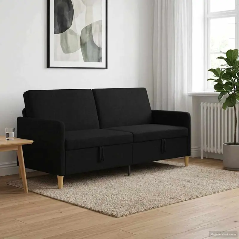 Vidaxl bank met opslag zwart 192 x 78 x 87 cm polyester