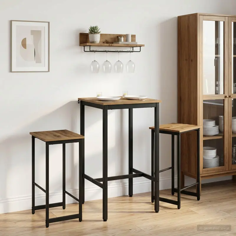 Vidaxl barkruk 2 st artisanaal eiken 40 x 32 x 64 cm bewerkt hout