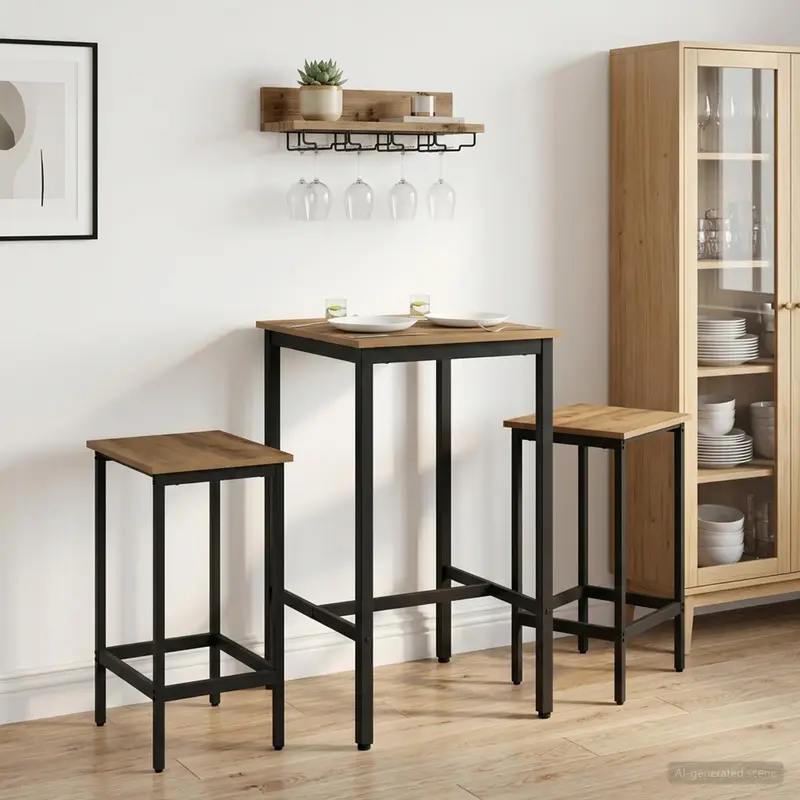 Vidaxl barkruk 2 st artisanaal eiken 40 x 32 x 64 cm bewerkt hout
