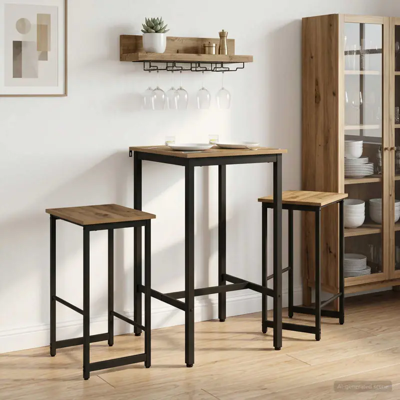 Vidaxl barkruk 2 st artisanaal eiken 40 x 32 x 74 cm bewerkt hout
