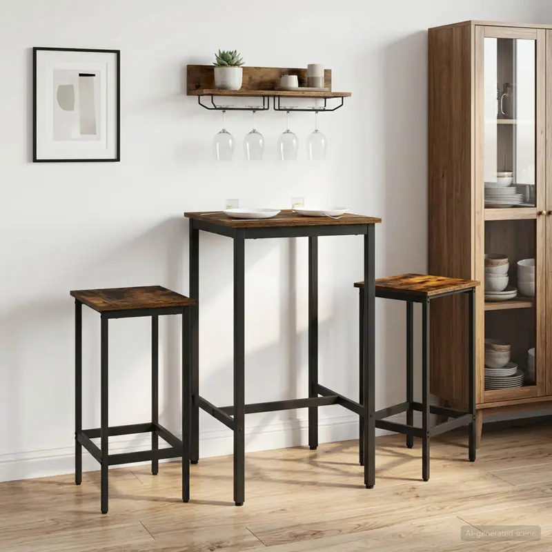 Vidaxl barkruk 2 st gerookt eiken 40 x 32 x 64 cm bewerkt hout