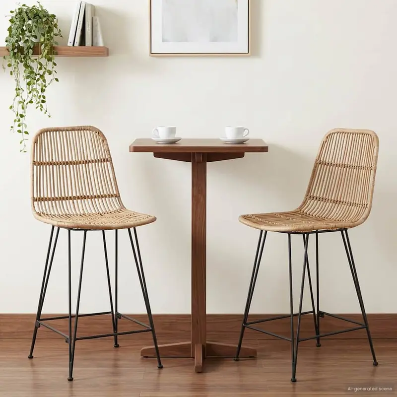 Vidaxl barkruk 2 st naturel 44 x 54 x 96 cm rattan en staal