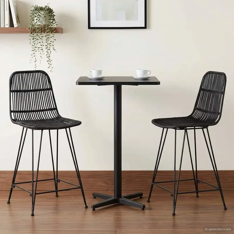 Vidaxl barkruk 2 st zwart 44 x 54 x 96 cm rattan en staal