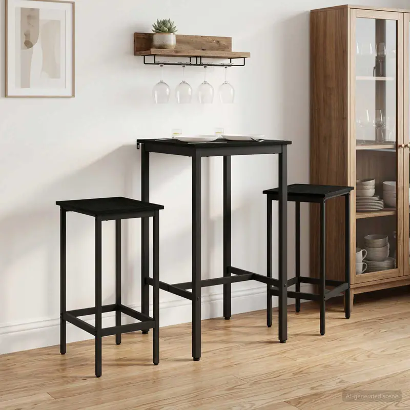 Vidaxl barkruk 2 st zwart eiken 40 x 32 x 64 cm bewerkt hout