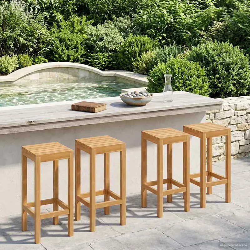 Vidaxl barkruk 4 st naturel massief teakhout