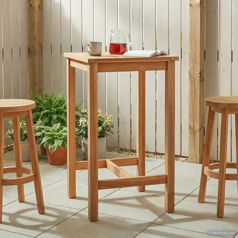 Vidaxl bartafel naturel 60 x 60 x 105 cm massief teakhout